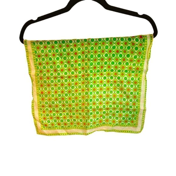 Vintage scarf, square green pattern - Picture 2 of 3